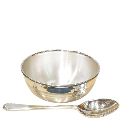 Pure Silver Bowl and Spoon, Bati - Chamach